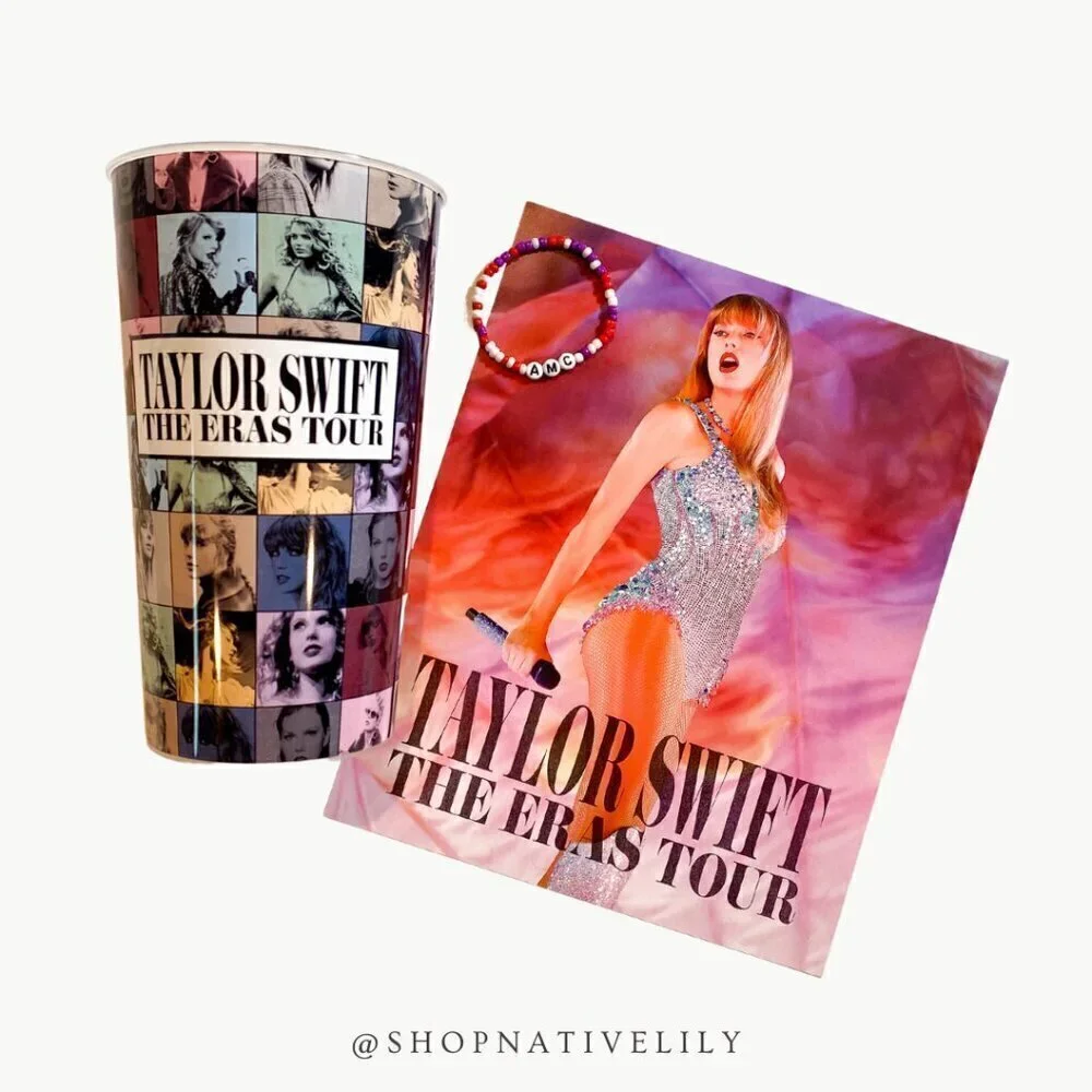 Taylor Swift Eras Tour AMC Bundle Cup Bracelet Poster Collectible Movie Merch